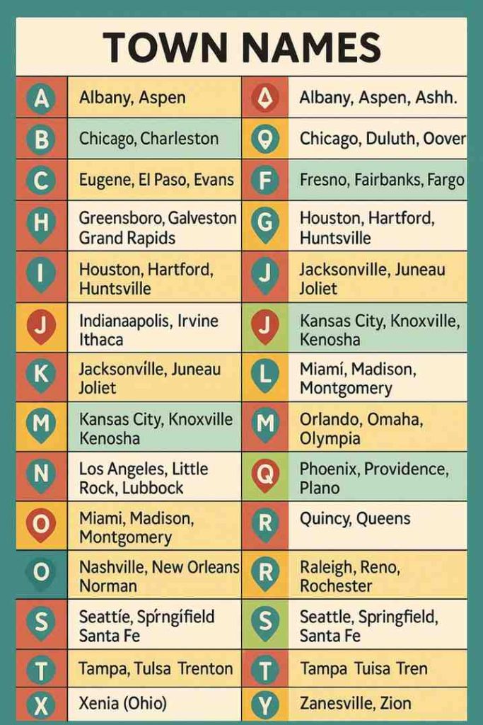 Town Names from A to Z