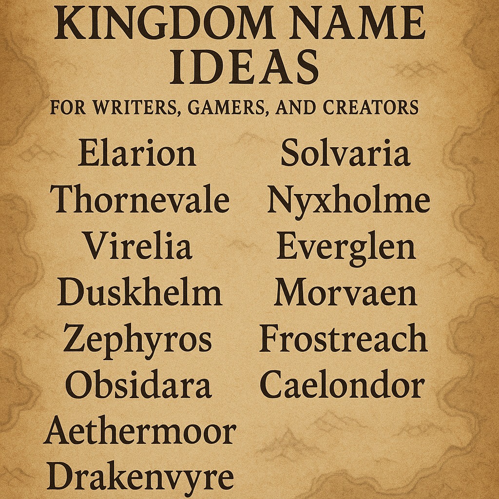 Kingdom Name Ideas for Writers, Gamers, and Creators 🎮✍️📖