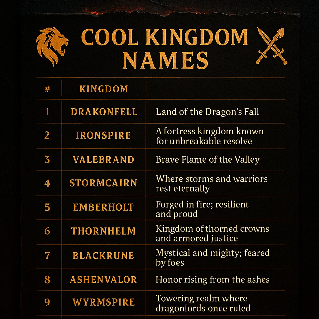 Cool Kingdom Names
