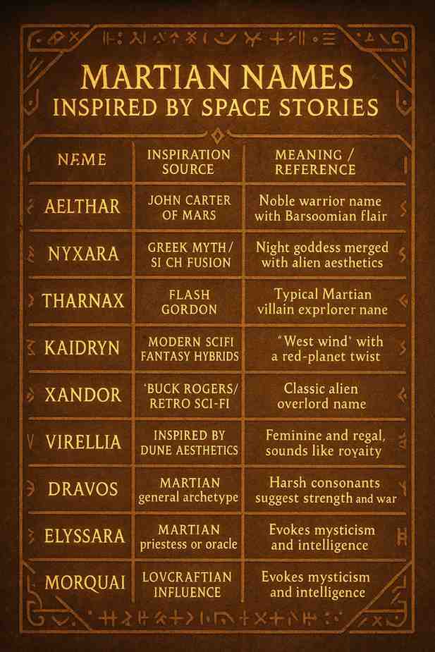 🔴 Martian Names Inspired by Space Stories